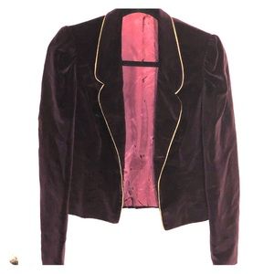 Vintage plum purple suede blazer w gold trim